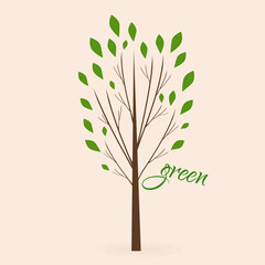 Vector icon of a tree with green leaves. Vector illustration of the logo design.Nature