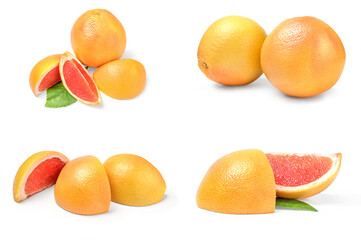 Collage of grapefruit isolated on a white background