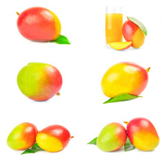 Collage of red mango isolated on a white background