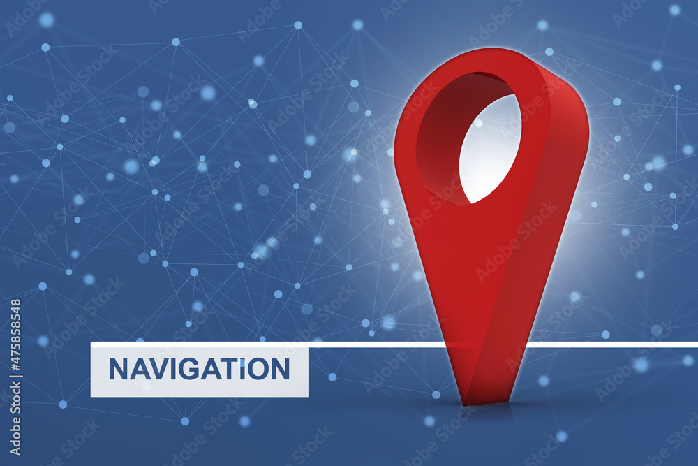 Poster 3d rendering red map pointer