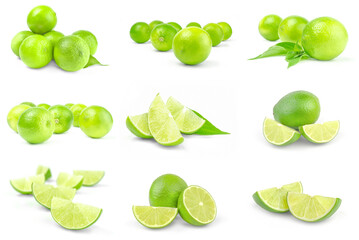 Collection of limes on a background