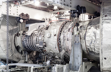 Gas turbine is located at the compressor station of the gas processing plant.