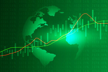 2d rendering Stock market online business concept. business Graph with lock
