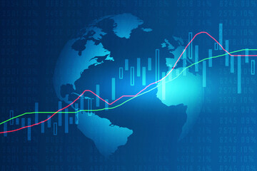 2d rendering Stock market online business concept. business Graph with lock
