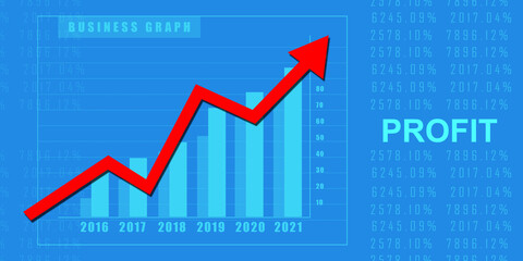 2d rendering Stock market online business concept. business Graph with lock
