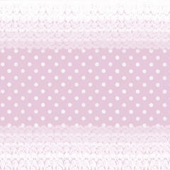正方形　くすみピンク　白いレースとドットのレトロかわいい背景