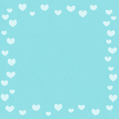 正方形　明るい空色とハートフレームのラブリーな背景
