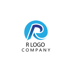 R company logo simple 3d circle design vector element