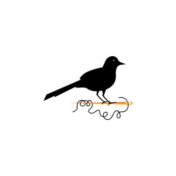 bird logo illustration needle craft design vector