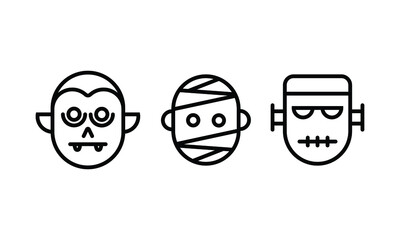 set of icon collection related to halloween event. spooky characters. the editable stroke line for web icon interface or any design element. a pictogram set in a minimal outline style.