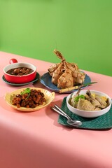 Ketupat Lebaran Set, Full Package Menu Served during Lebaran Eid, Concept of Colorful Lebaran Menu