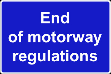 End of motorway regulations where the speed limit changes sign