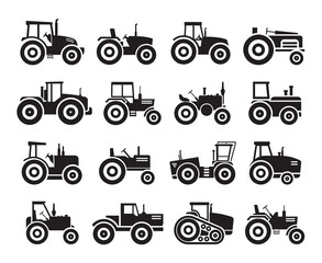 Tractors icons set