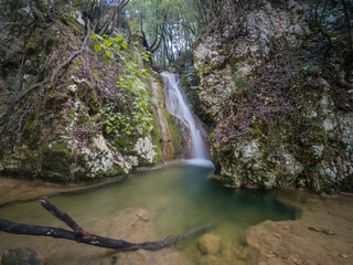 waterfall in kiprianades village in north corfu