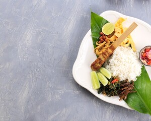 Popular Balinese Meal of Rice with Various Side Dish, Served Together. This Menu Contains Ayam...