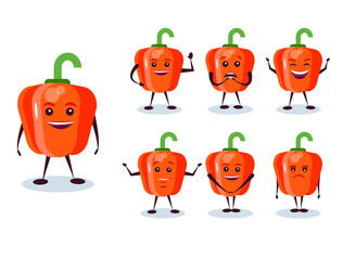 Pepper set - character and emotions. Anthropomorphic hero. Vector illustration in cartoon style.