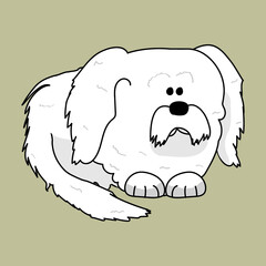 Cartoon white fluffy dog. eps10