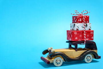 Christmas gifts on toy car