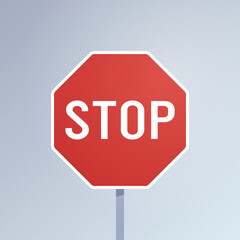 Stop sign and transportation flat vector illustration.
