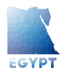 Low poly map of Egypt. Geometric illustration of the country. Egypt polygonal map. Technology, internet, network concept. Vector illustration.