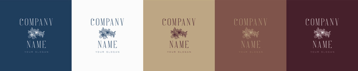 floral vector vintage nature feminine logo template graphic