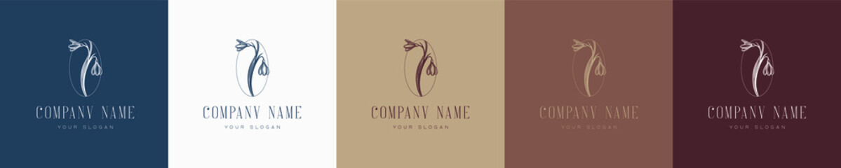 floral vector vintage nature feminine logo template graphic