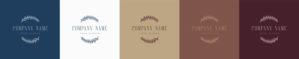 floral vector vintage nature feminine logo template graphic