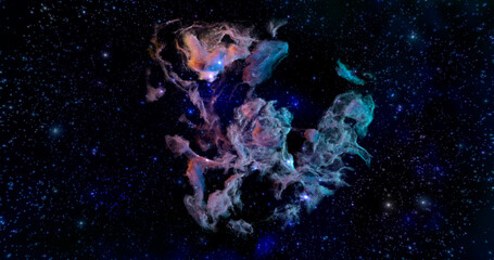 3d rendering. Space wallpaper and background. Universe with stars, constellations, galaxies, nebulae and gas and dust clouds