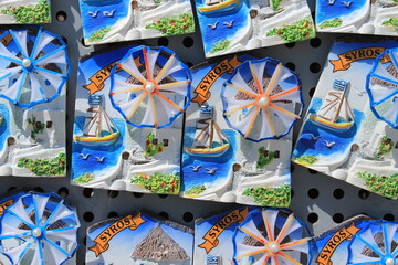 Magnet souvenirs from Greek Cycladic island Syros