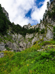 mountain landscape with sky, Costila Valley, Bucegi Mountains, Romania 