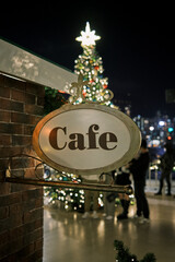 Vintage coffee sign during Christmas