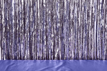 Shining creative wall table background in violet colors. Trendy Color of year 2022 Presentation