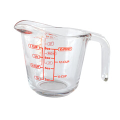 Glass Measuring cup on white background.