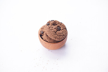 Chocolate cookies on a white table 