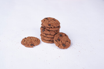 Chocolate cookies on a white table 