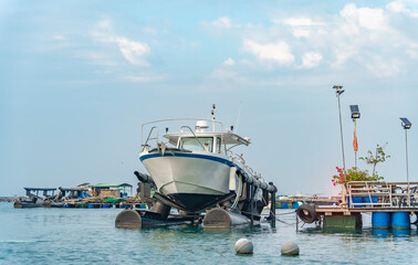 Sea marina with a yacht storage rack in south of china