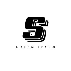 simple alphabet logo black and white concept with layer combination