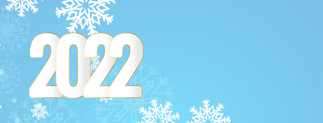 Happy new year 2022 soft blue snowflakes calendar banner design