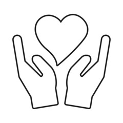 Love and Care thin icon, protect love symbol