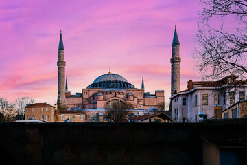 Beautiful view of Hagia Sophia Museum in Istanbul, Turkey
