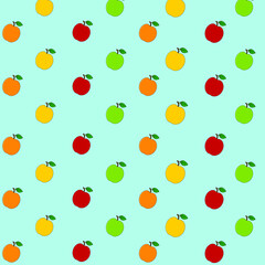 Fruites pattern with  apples on a gray  background. Cute vegetables