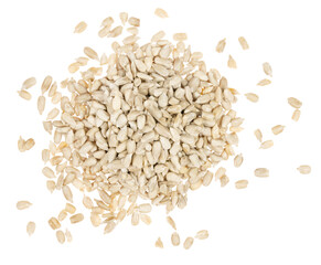 Peeled sunflower seeds isolated white background