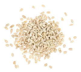Peeled sunflower seeds isolated white background