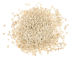 Peeled sunflower seeds isolated white background