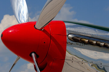 P51 Mustang spinner and propellor closeup.