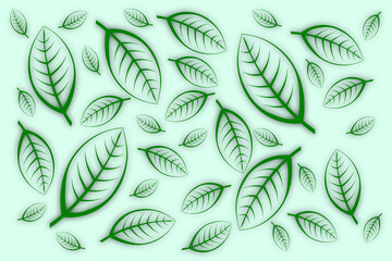 
Background with a floral pattern. Green leaves.