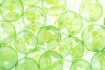 Macro Cucumber,Fresh slice cucumber on white background 