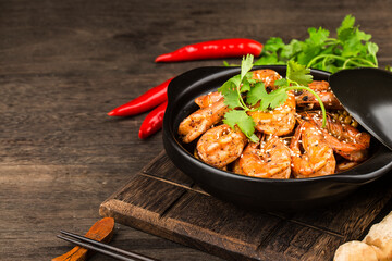 A Chinese dish: Griddle Shrimp，dry pot shrimp
