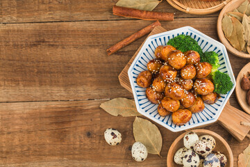 Chinese cuisine: deep-fried quail eggs