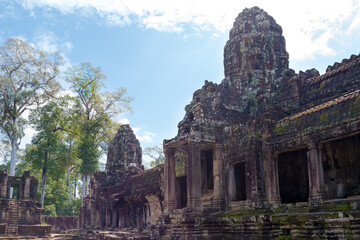 Fototapeta na wymiar Bayon Temple, Siem Reap, Cambodia, November 2017 - view of some of the innumerous faces in the temple